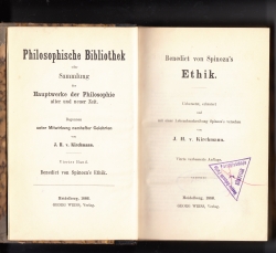 Größeres Bild ansehen Benedict von Spinoza'a Ethik. Übesetzt, erläutert und mit einer Lebensbeschreibung Spinoza's versehen.