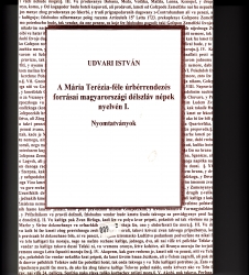 A Mária Terézia-féle úrbérrendezés forrásai magyarországi délszláv népek nyelvén I. Nyomtatványok