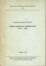 Martos (Martovce) keresztnevei (1731-1982)