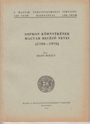 Sopron környékének magyar becéző nevei (1700-1970)
