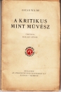 Első borító: A kritikus mint művész