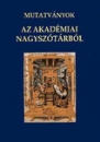 Első borító: Mutatványok az Akadémiai nagyszótárból