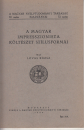 Első borító: A magyar impresszionista költészet stílusformái